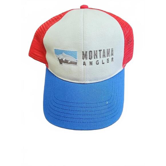 SIMMS Hat Cap Snapback White Blue Red Mesh Back Embroidered Logo Fishing - Picture 1 of 6